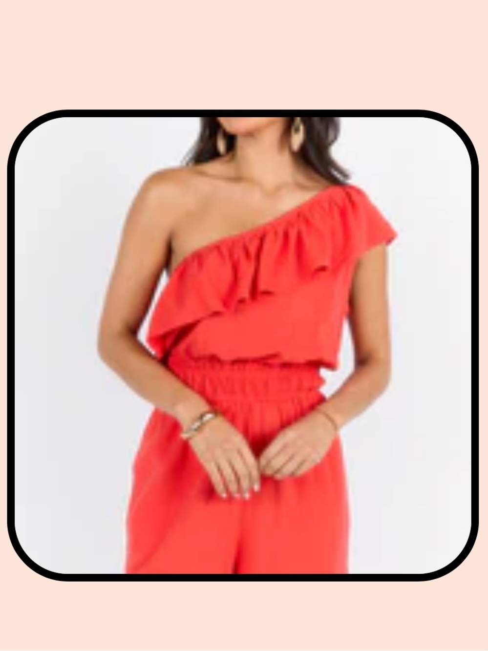 Pink Lily New Mood Red One Shoulder Romper